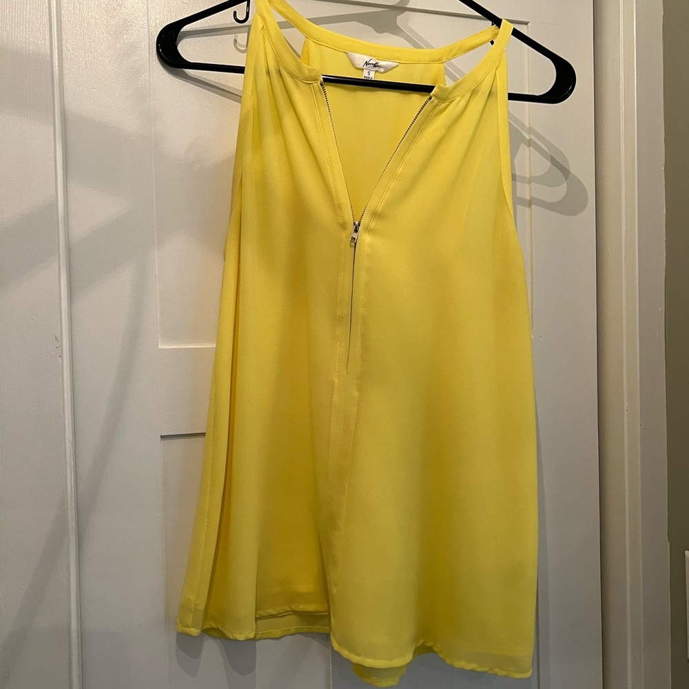 Vibrant Yellow Zip-Front nylon Tank Top